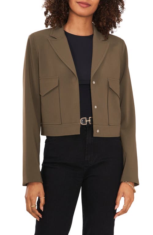Vince Camuto Notched Lapel Crop Blazer in Light Olive