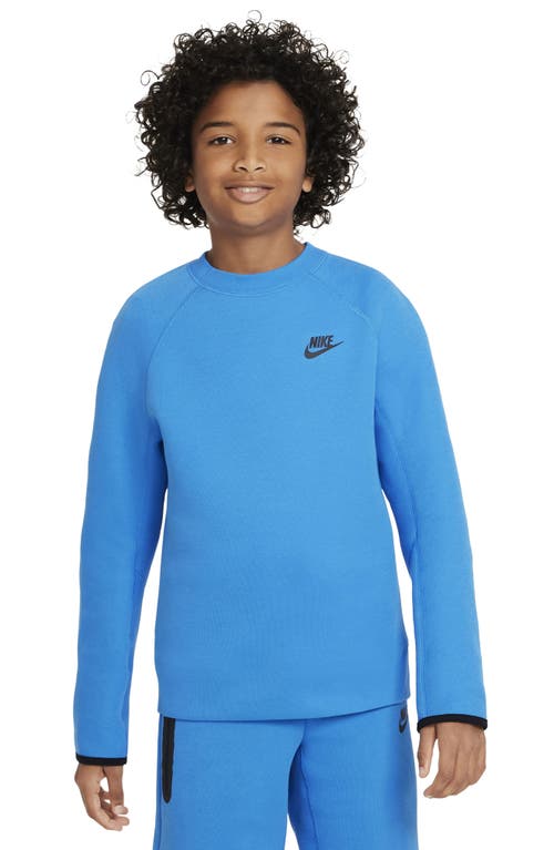 Nike Kids' Tech Fleece Crewneck Sweatshirt In Light Photo Blue/black/black