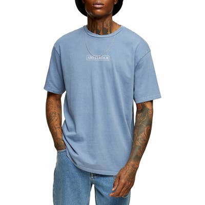 Topman Washed Amsterdam Graphic Tee, Blue