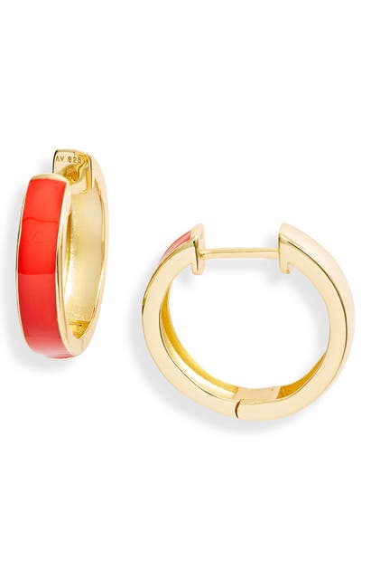 Argento Vivo Enamel Plated Hoop Earrings In Red/ Gold