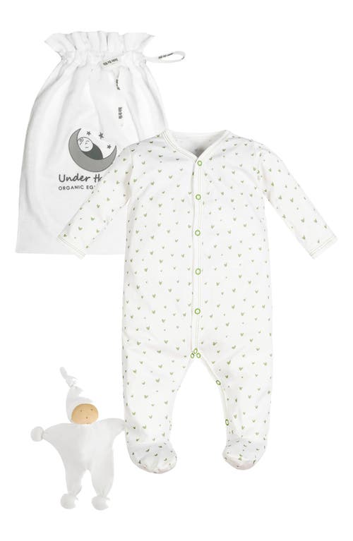 Under the Nile Heart Organic Cotton Footie & Lovey Toy Set in White at Nordstrom