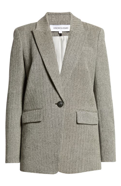 Veronica Beard Vega Herringbone Tweed Virgin Wool Dickey Jacket In Black/white