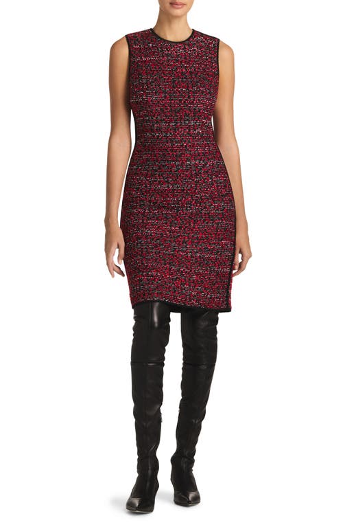 Shop St John St. John Collection Metallic Bouclette Tweed Sleeveless Sheath Dress In Crimson/black Multi