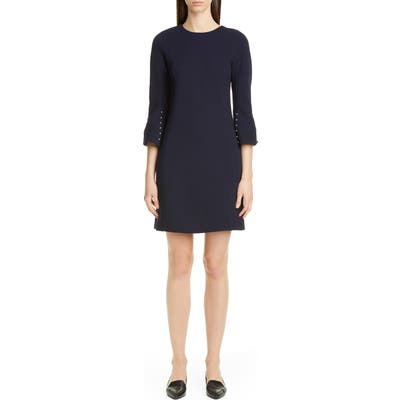 Lela Rose Bead Sleeve Stretch Wool Minidress