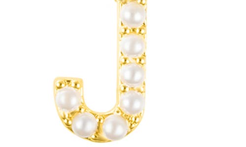 Adornia Faux Pearl Initial Charm Beaded Bracelet In Gold White-j