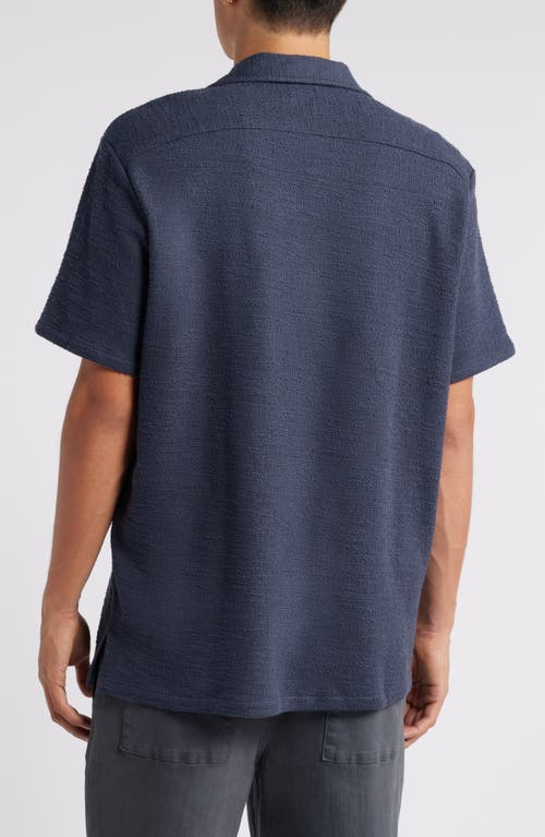 Shop Treasure & Bond Slub Knit Cotton Camp Shirt In Navy India Ink