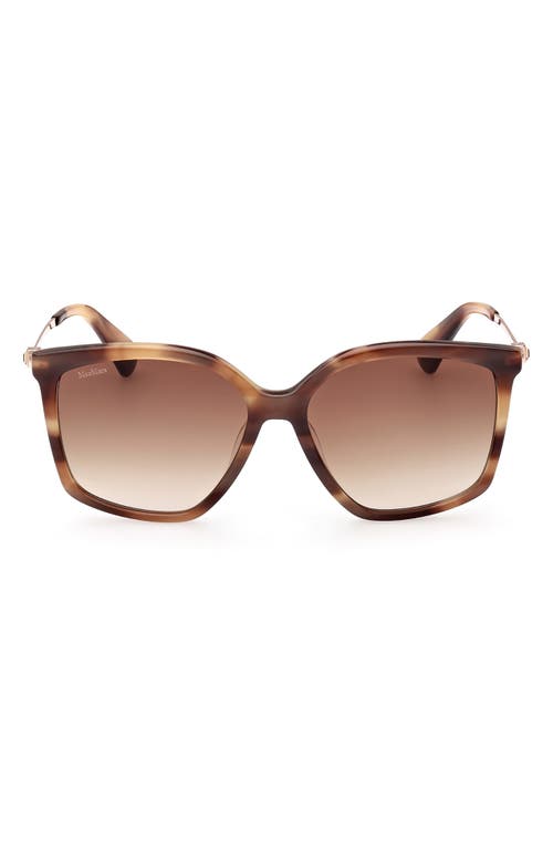 Shop Max Mara 56mm Gradient Geometric Sunglasses In Shiny Dark Brown/grad Brown