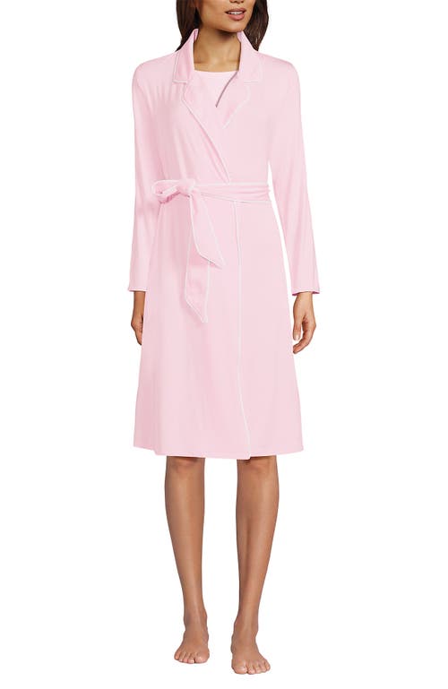 Shop Lands' End Plus Size Cooling Robe With Piping In Pink Fog