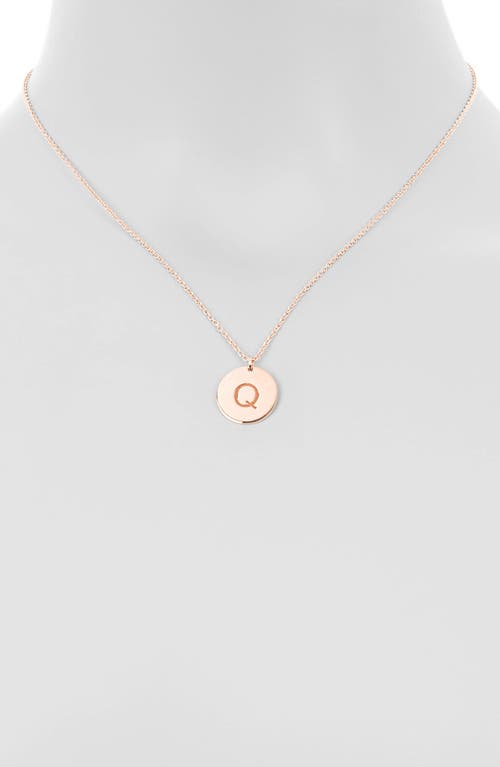Meshmerise Initial Disc Pendant Necklace In Rose-q
