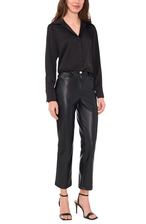 Shop Halogenr Halogen(r) Long Sleeve Satin Button-up Shirt In Rich Black