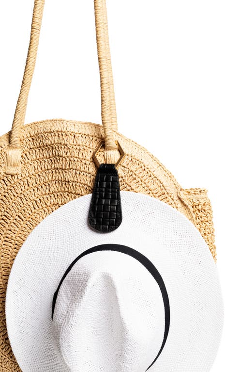 Lindsay Albanese Toptote Leather Hat Holder In Black/brushed Gold