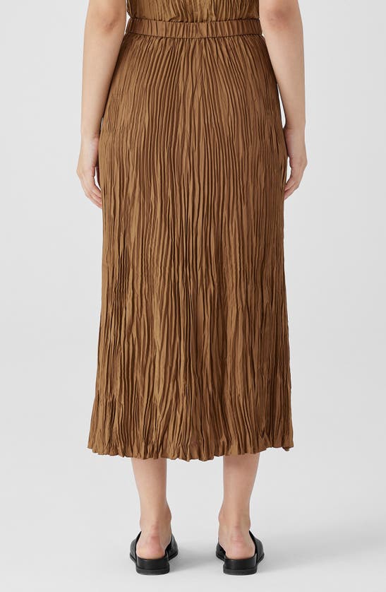 Shop Eileen Fisher Pleated Silk Midi Skirt In Bronze