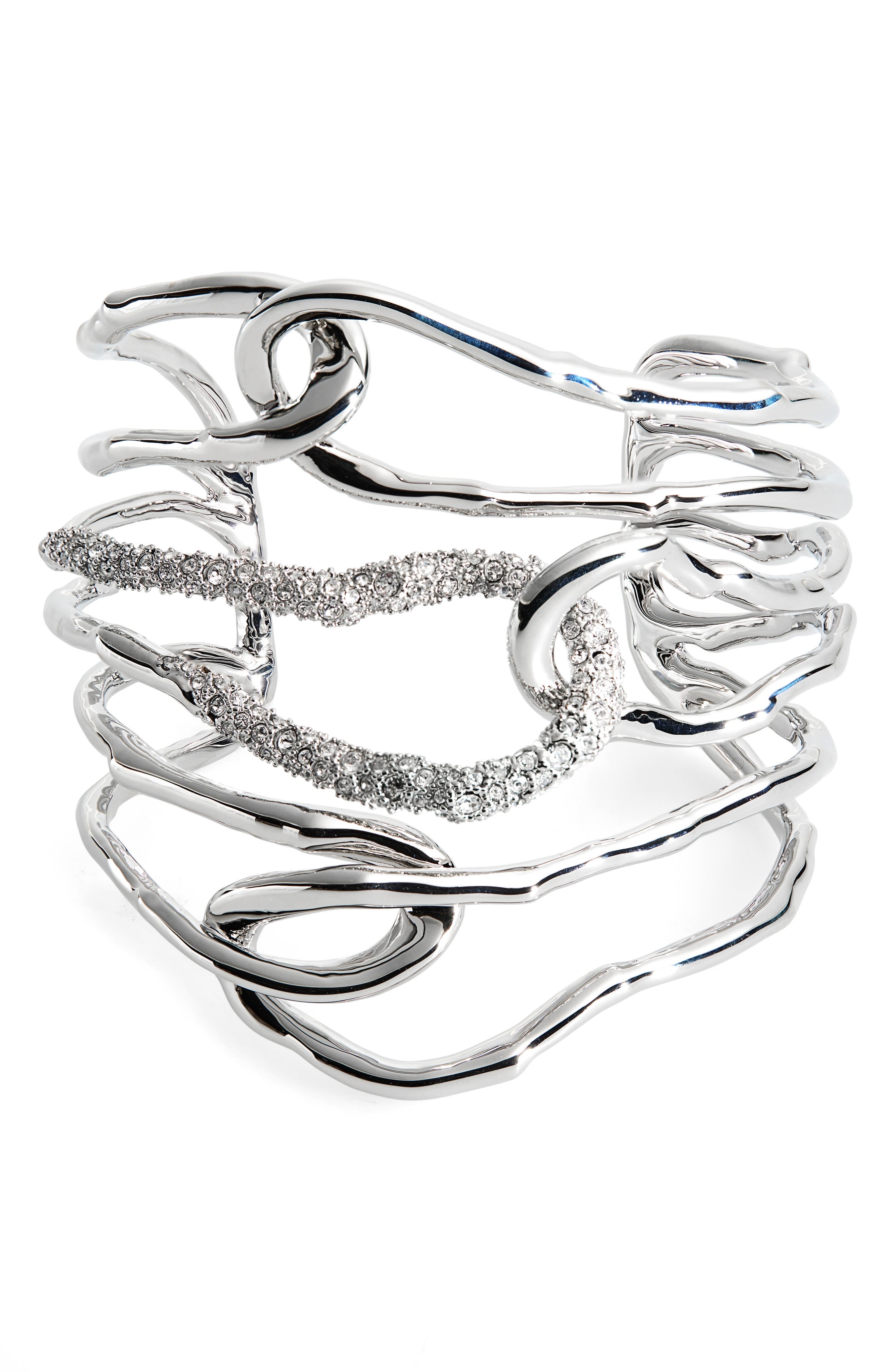 Alexis Bittar Solanales Large Twisted Cuff Bracelet in Crystals 