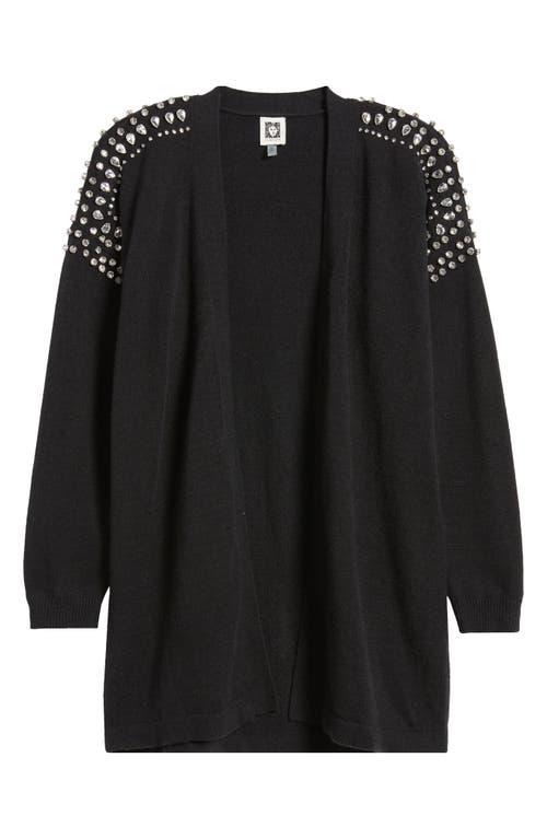 Shop Anne Klein Crystal Embellished Cardigan In Anne Black