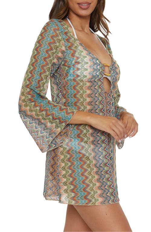 Shop Becca Rainbow Beach Knit Cover-up Tunic In Multi Beige