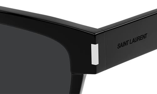 Saint Laurent Black Rectangular Unisex Sunglasses Sl 402-001 54 In Black