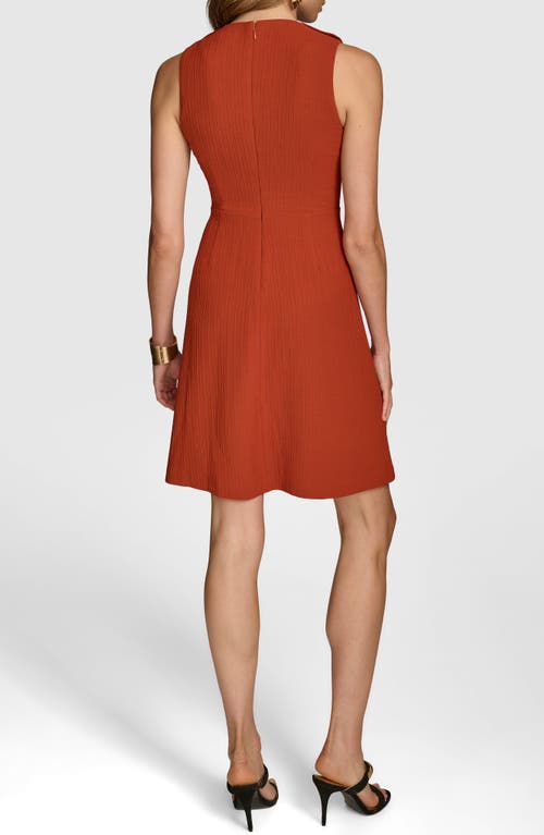 Shop Donna Karan New York Texture Button Sleeveless Dress In Burnt Orange