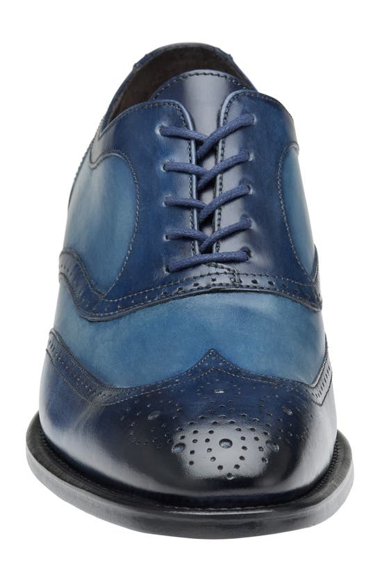 Shop Johnston & Murphy Collection Ellsworth Wingtip Derby In Navy Italian Calfskin