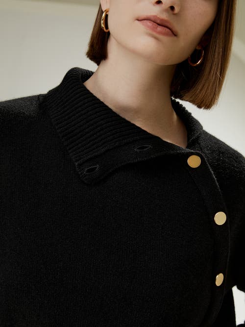 LILYSILK LILYSILK CASHMERE SWEATER WITH ROW OF SIDE BUTTONS 