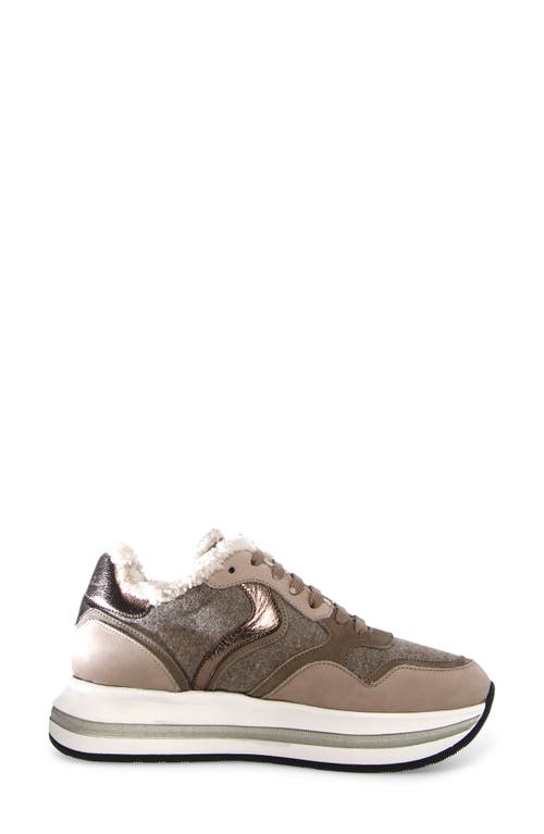 Shop Voile Blanche Melany Faux Shearling Sneaker In Grey Beige