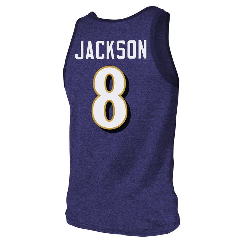 Shop Majestic Threads Lamar Jackson Purple Baltimore Ravens Tri-blend Player Name & Number Tank Top
