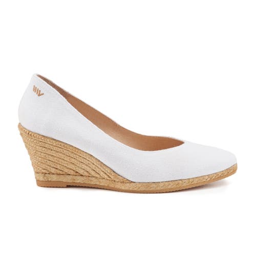 Viscata Roses Limited Edition Canvas V Cut Espadrille Wedges In White