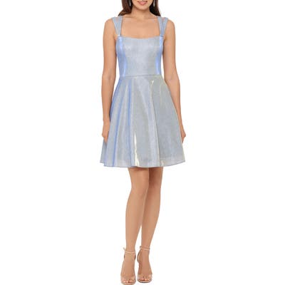 Xscape Glitter Double Strap Party Dress, Blue