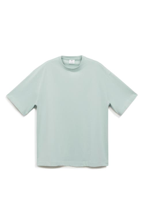 Shop Mango Oversize Cotton T-shirt In Aqua Green