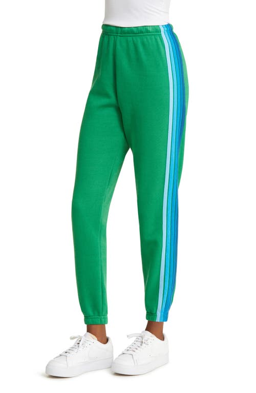 Shop Aviator Nation Stripe Sweatpants In Kelly Green/blue