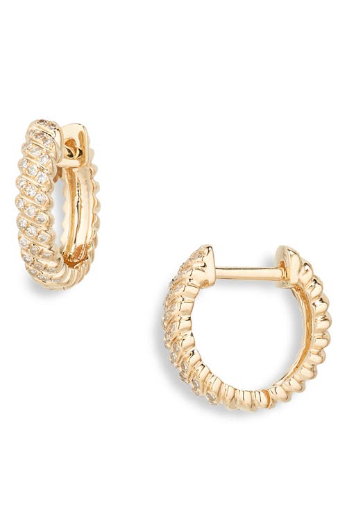 EF Collection Diamond Twist Huggie Hoop Earrings in Yellow Gold at Nordstrom
