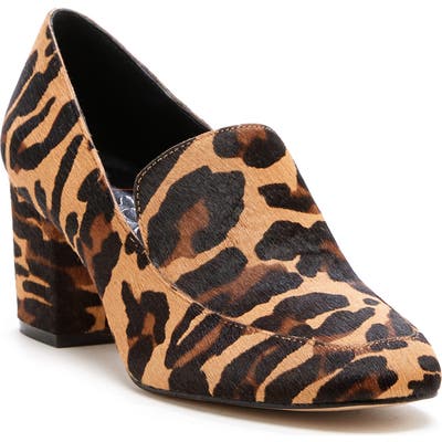 Sole Society Madigan Genuine Calf Hair Loafer Pump- Brown