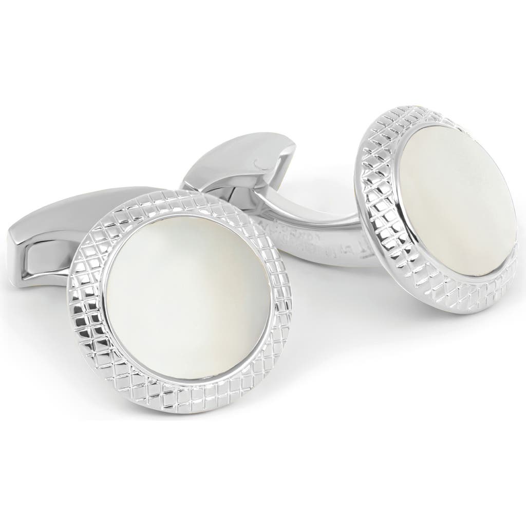 Tateossian Mother-of-pearl Bullseye Cuff Links In White