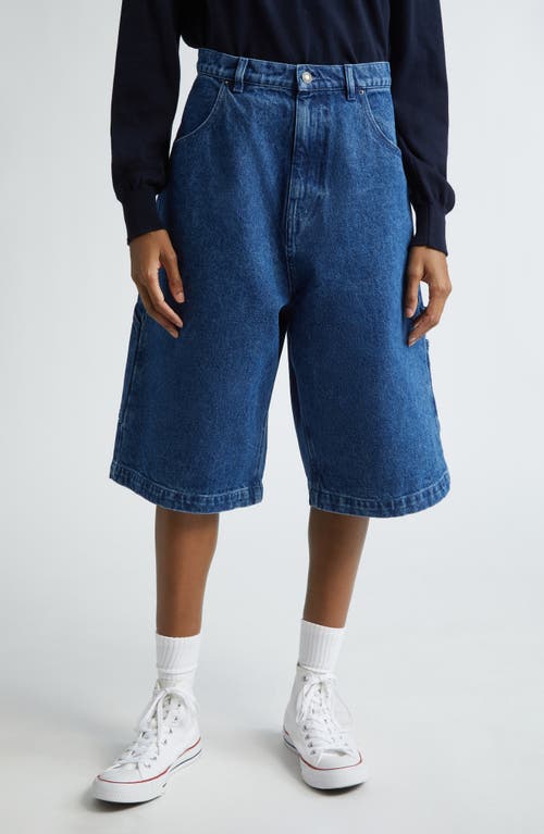 Sky High Farm Workwear Gender Inclusive Perennial Logo Oversize Denim Utility Shorts Blue at Nordstrom,