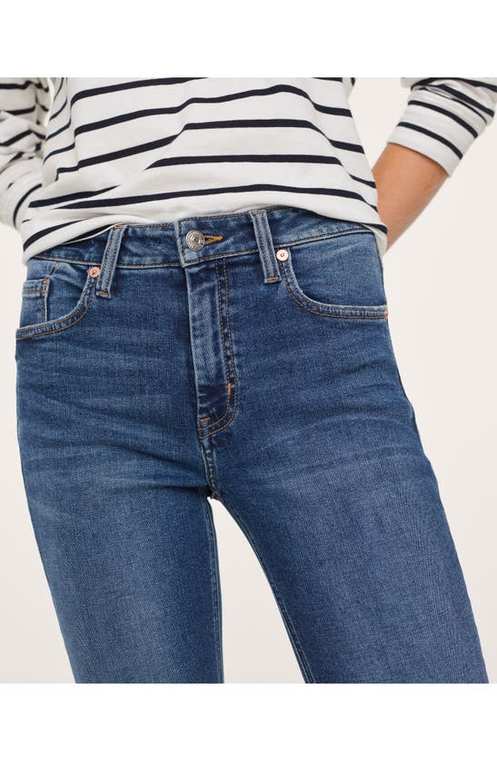 Shop Mango Crop Skinny Jeans In Dark Blue