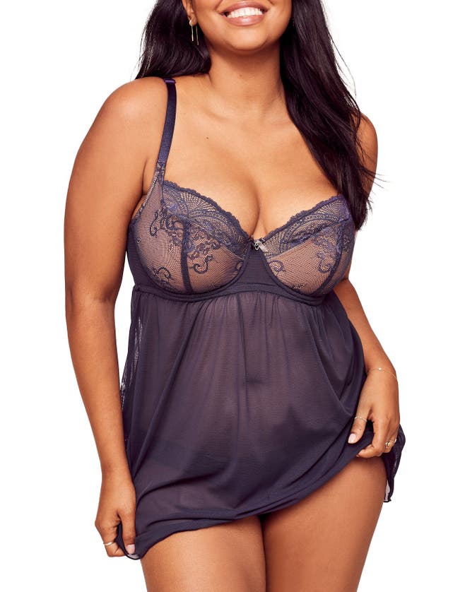 Shop Adore Me Ella Babydoll Lingerie In Dark Purple