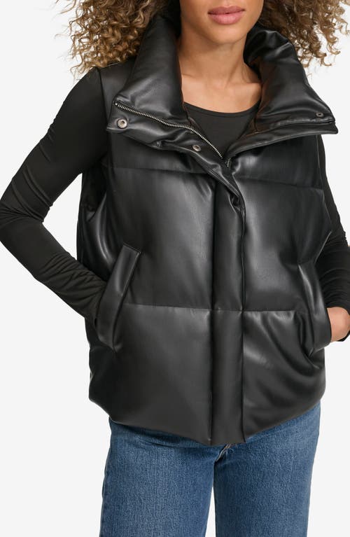 Shop Levi's Faux Leather Puffer Vest In Black