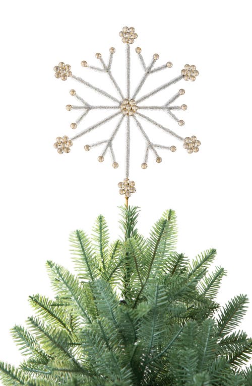 Balsam Hill Beaded Snowflake Tree Topper in Gold 