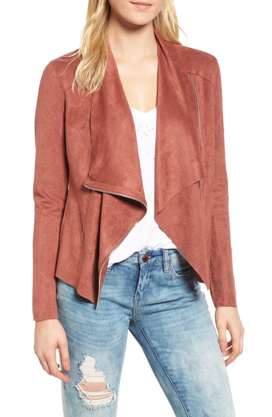 BLANKNYC BLANKNYC DRAPE FRONT FAUX SUEDE JACKET 76X-9020NO