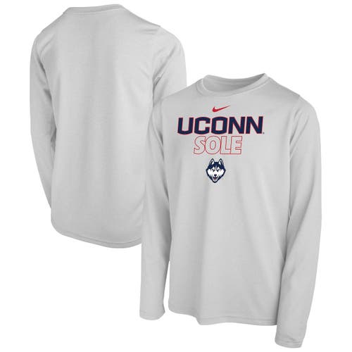 Youth Nike White UConn Huskies 2023 On Court Sole Bench T-Shirt