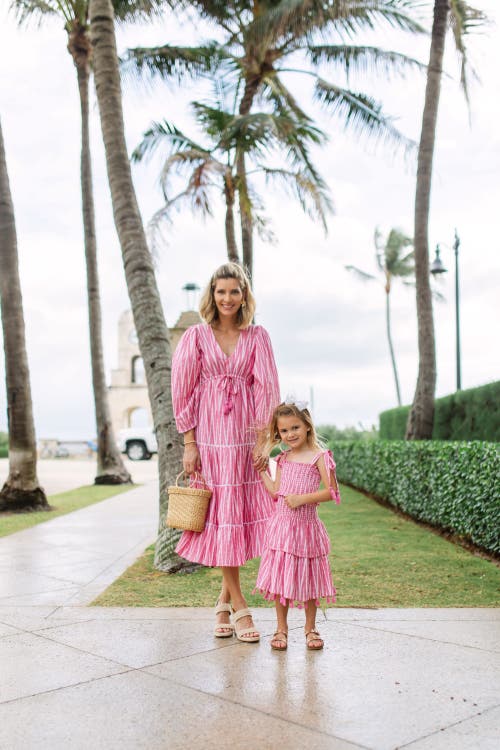 Shop Mer St. Barth Noelle Smocked Top And Maxi Skirt Set In Rose Ikat