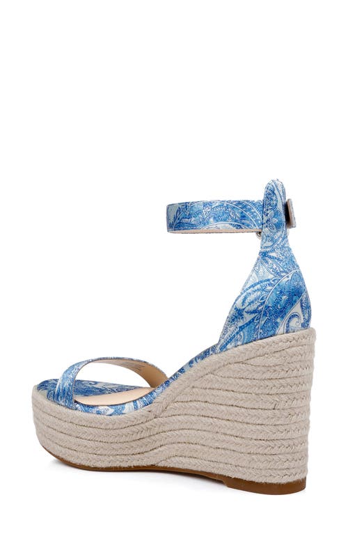 Shop L Agence L'agence Avice Ankle Strap Espadrille Platform Wedge Sandal In Blue/ivory