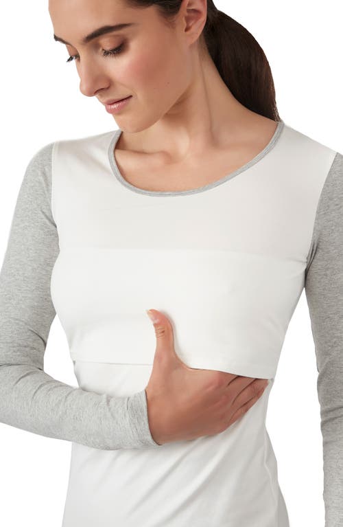 Modern Eternity Maternity/nursing Tee In Eggshell/greymix Melange