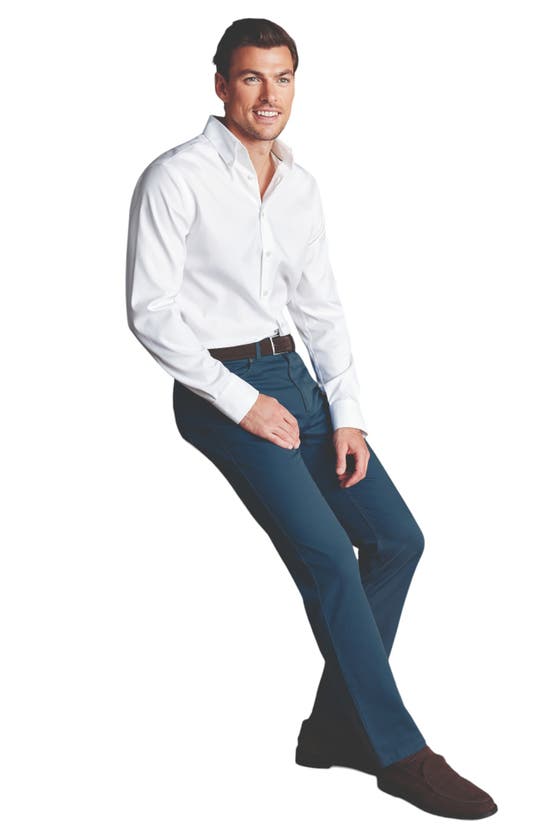 Charles Tyrwhitt Twill Slim Fit 5 Pocket Jeans In Petrol Blue
