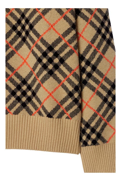 Shop Burberry Check Cashmere Sweater In Sand