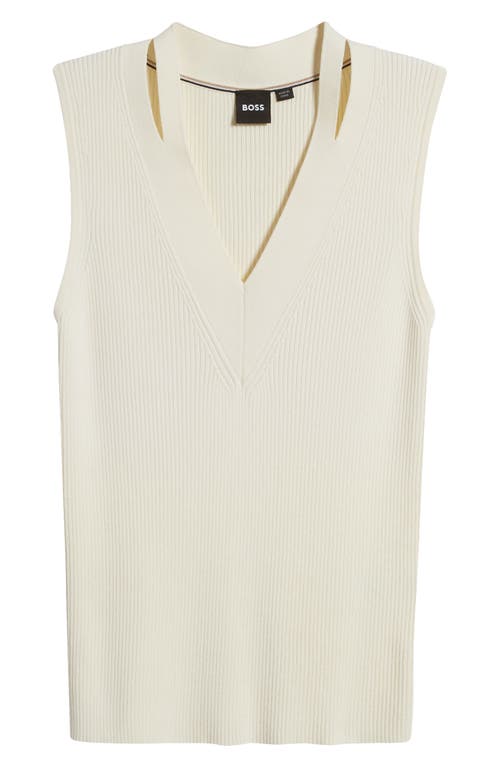 Shop Hugo Boss Boss Fality Cutout Sleeveless Sweater In Soft Cream