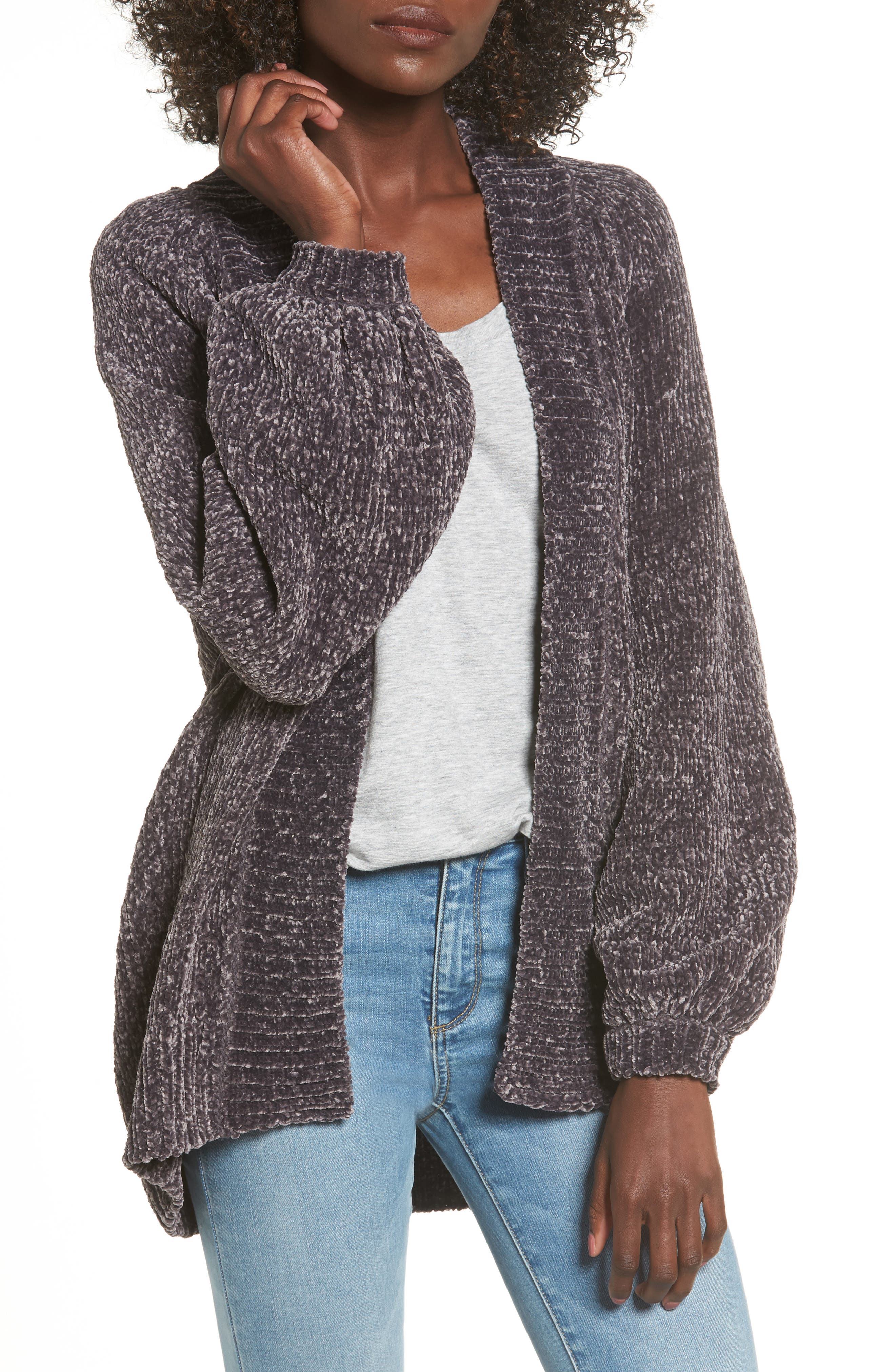 Leith Chenille Blouson Cardigan Nordstrom