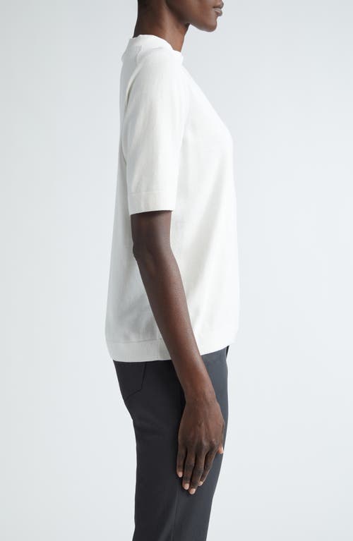 Shop Lafayette 148 New York Mock Neck Short Sleeve Sweater In Cloud