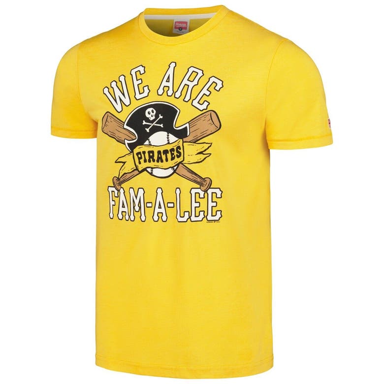 Shop Homage Gold Pittsburgh Pirates Doodle Collection We Are Fam-a-lee Tri-blend T-shirt