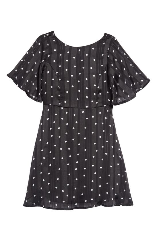 Ava & Yelly Kids' Dot & Stripe Cutout Dress In Black