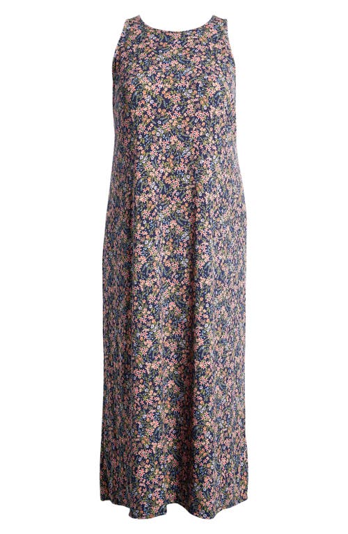 Vince Camuto Floral Print Sleeveless Maxi Sundress In Classic Navy